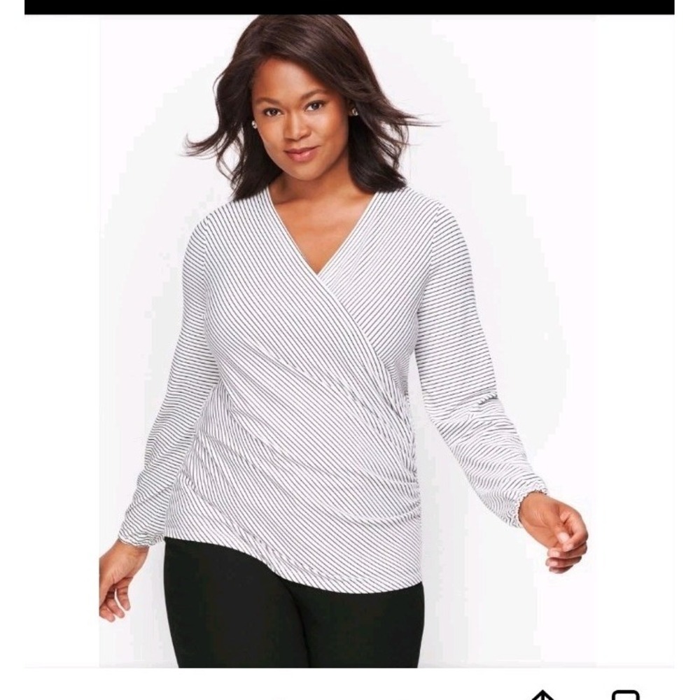 NWT Talbot Plus Sz 3XP Faux Wrap Top Stretchy Knit Business Casual Office Travel